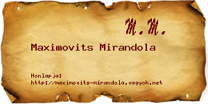 Maximovits Mirandola névjegykártya